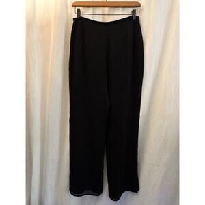 Giorgio Armani 100% Silk Crepe Womens Black Pant Straight Wide Leg EU 44 Large